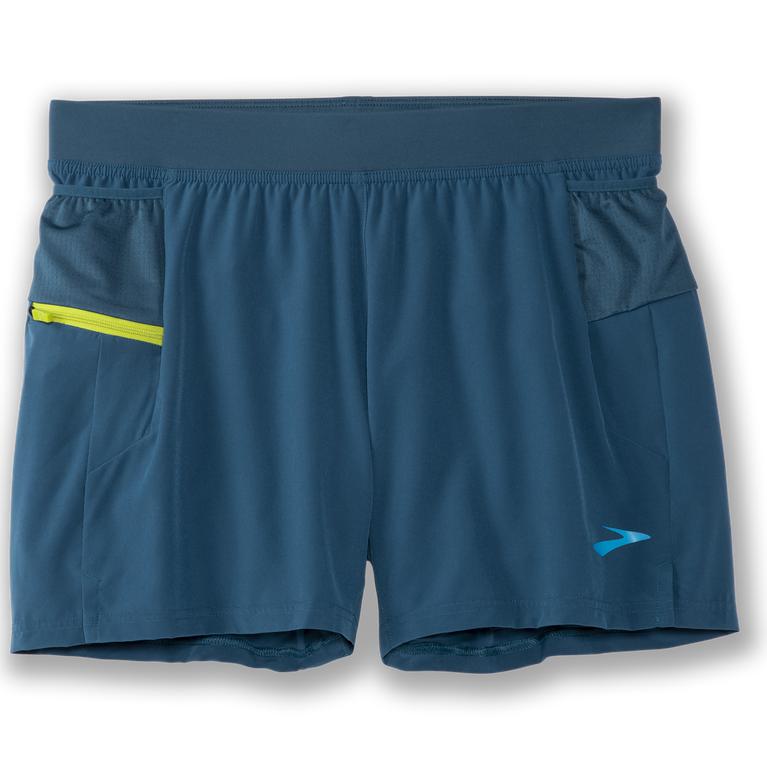 Brooks Men's SHERPA 5 2-IN-1 Running Shorts - Alpine/SteelBlue/Bright Moss - Canada (VKFMQ-7625)